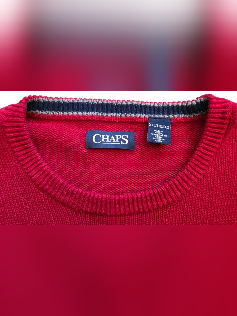 Chaps 2XL Red Crew Neck Classic Knit Pullover Sweater XXL - Picture 2 of 7